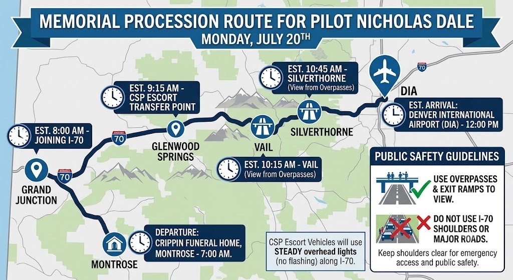 July 20, 2026 Nicholas Dale procession route